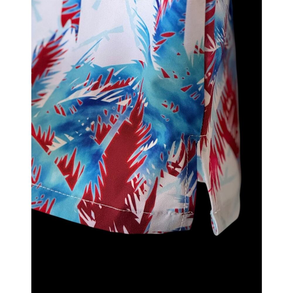 Retro Rifle AKs & Vacays Button Up Shirt Mens XL Red White Blue Hawaiian USA - Picture 5 of 11